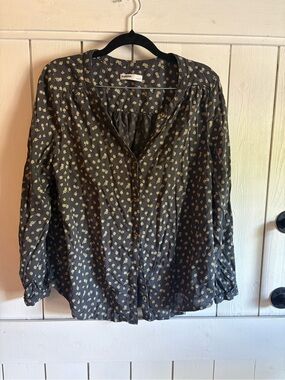 Sonoma Black Button-Front Floral Blouse